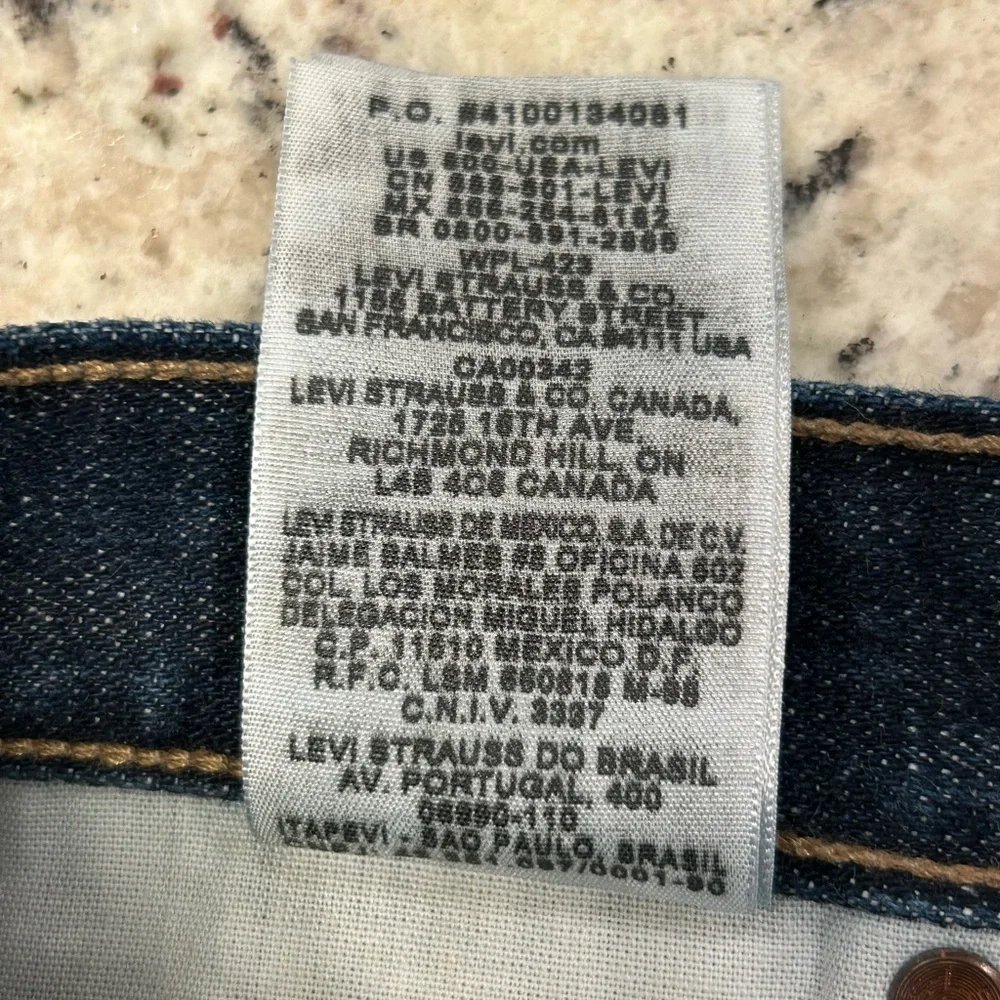 Levi's 501‎ Men’s Indigo Straight Leg Relaxed Fit Jeans 44x32 Button Fly